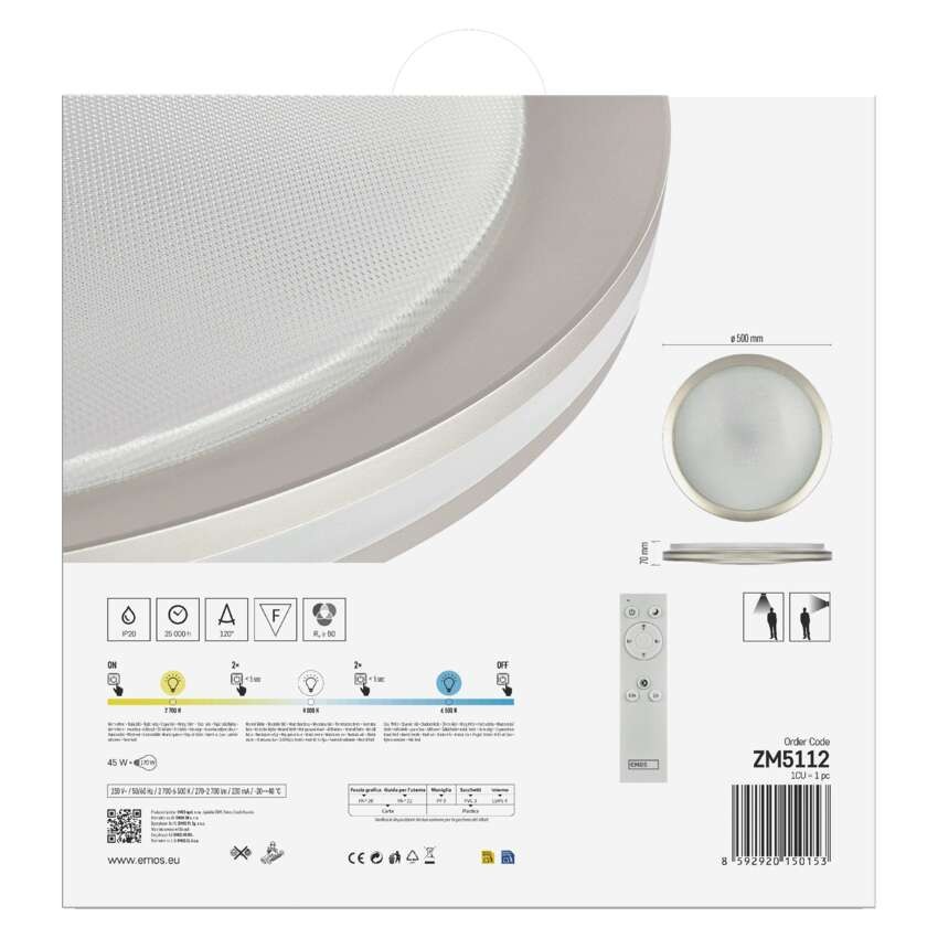 LED Deckenleuchte SABI, rund, 45W, dimmbar, warm/neut./kaltweiß