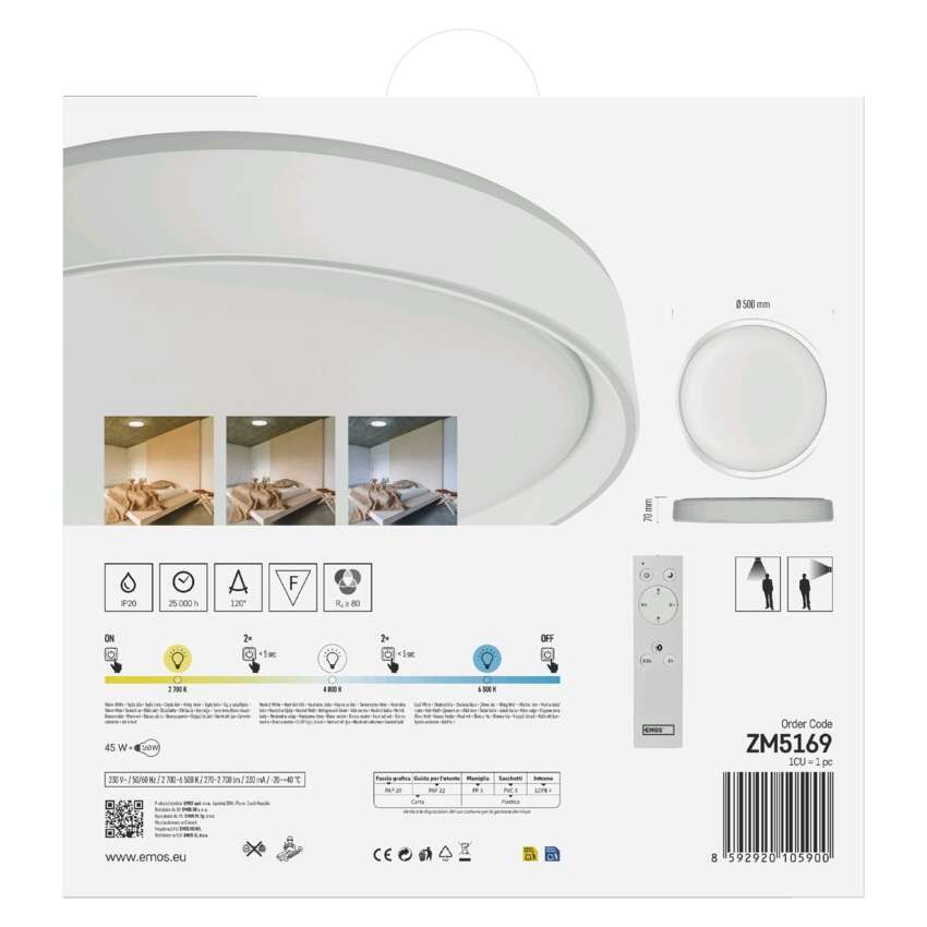 LED svítidlo ILVI 50 cm, 45 W, teplá-studená bílá, stmívatelné s ovladačem