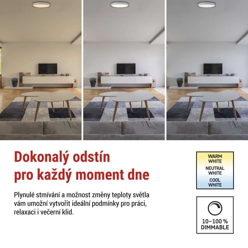 LED přisazené svítidlo ILVI, kruhové 30W, stmív. se změnou CCT, bílá+dřevo