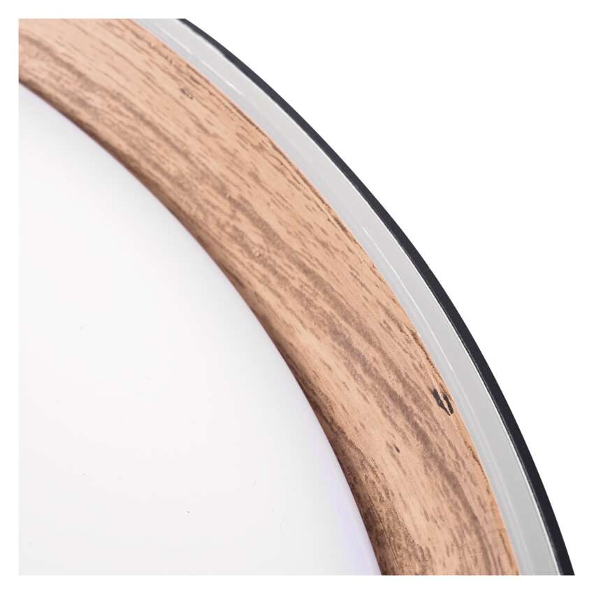 LED přisazené svítidlo ILVI, kruhové 45W, stmívání+CCT, černá+dřevo