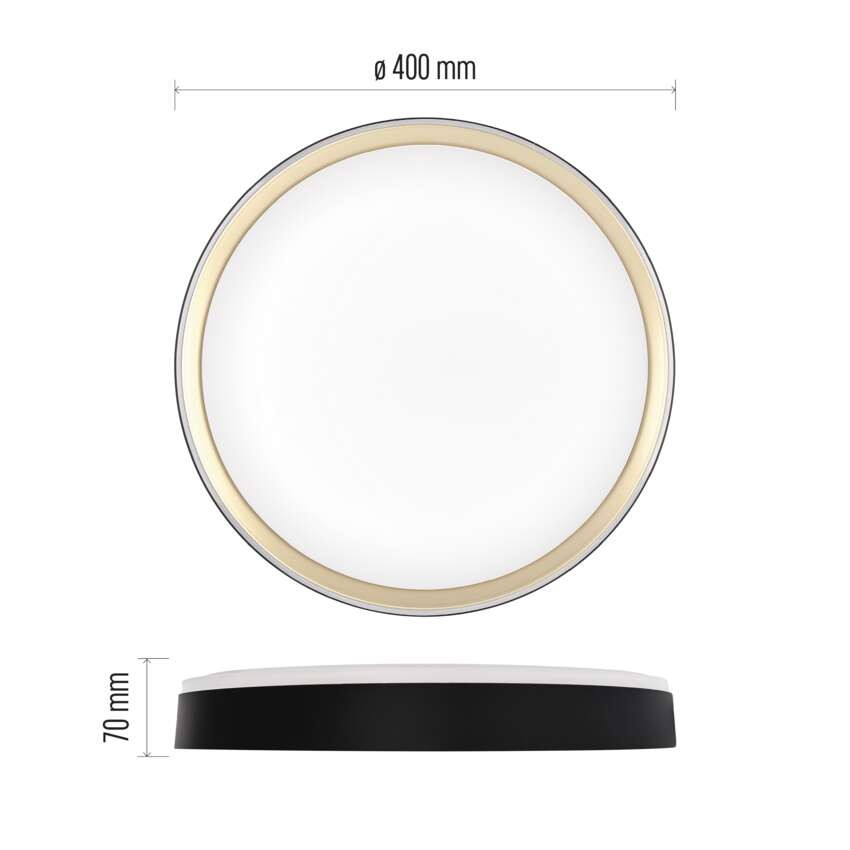 LED přisazené svítidlo ILVI, kruhové 30W, stmívání+CCT, černá+champagne