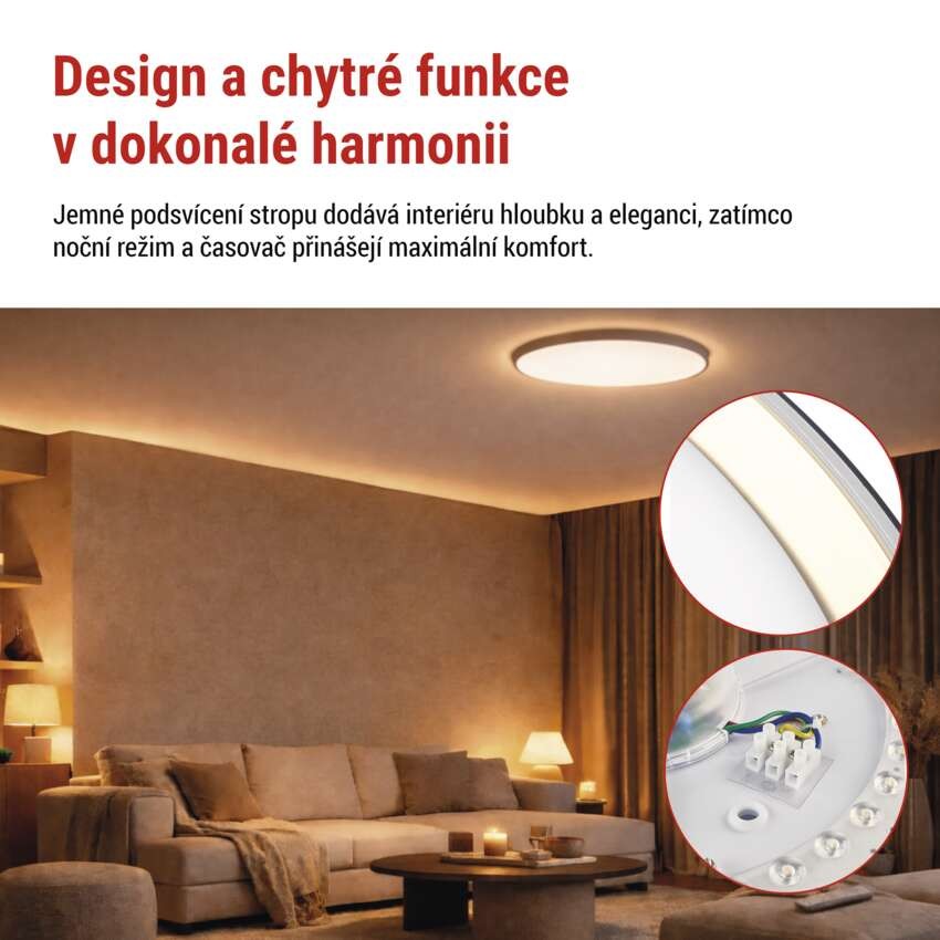 LED přisazené svítidlo ILVI, kruhové 30W, stmívání+CCT, černá+champagne