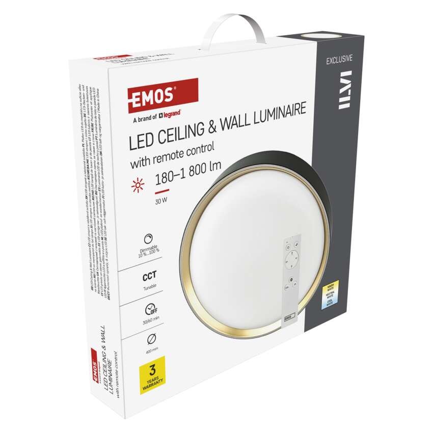 LED přisazené svítidlo ILVI, kruhové 30W, stmívání+CCT, černá+champagne