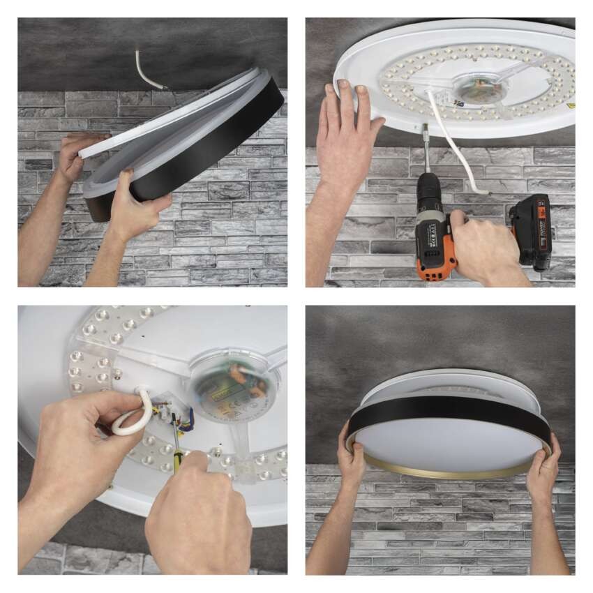 LED přisazené svítidlo ILVI, kruhové 30W, stmívání+CCT, černá+champagne