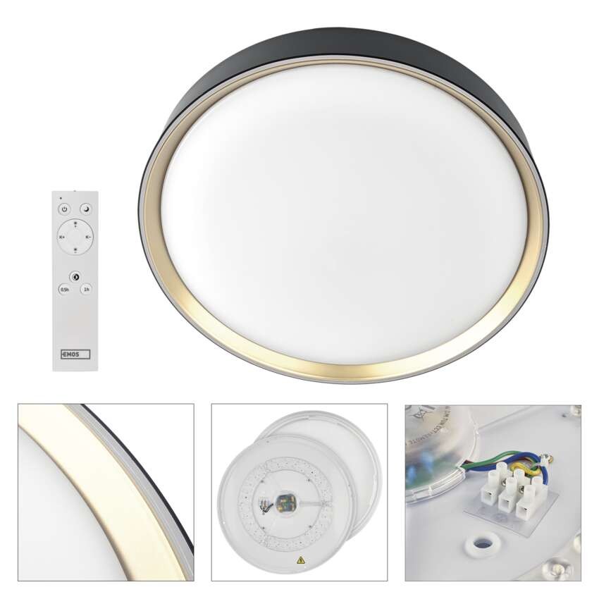 LED přisazené svítidlo ILVI, kruhové 30W, stmívání+CCT, černá+champagne