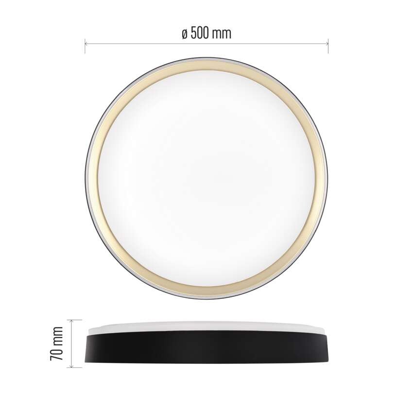 LED přisazené svítidlo ILVI, kruhové 45W, stmívání+CCT, černá+champagne