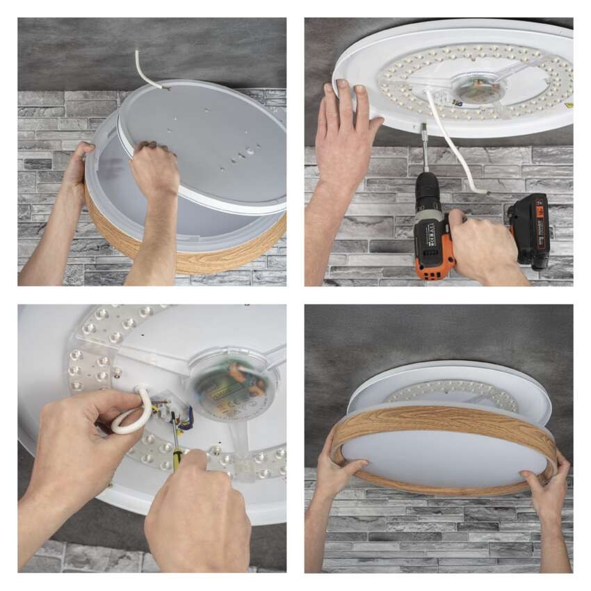 LED přisazené svítidlo ILVI, kruhové 30W, stmívání+CCT, dřevo