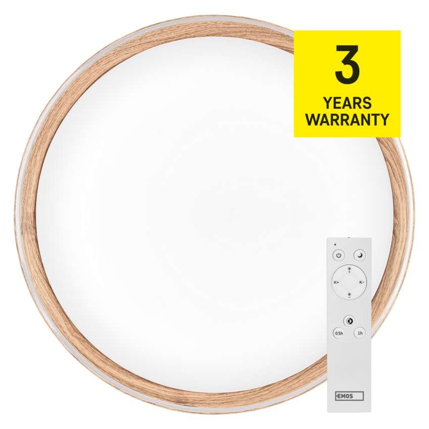 LED přisazené svítidlo ILVI, kruhové 30W, stmívání+CCT, dřevo
