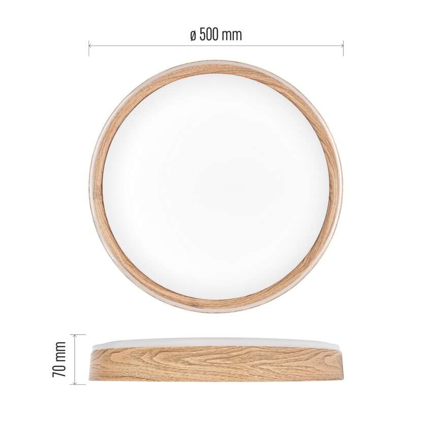 LED přisazené svítidlo ILVI, kruhové 45W, stmívání+CCT, dřevo