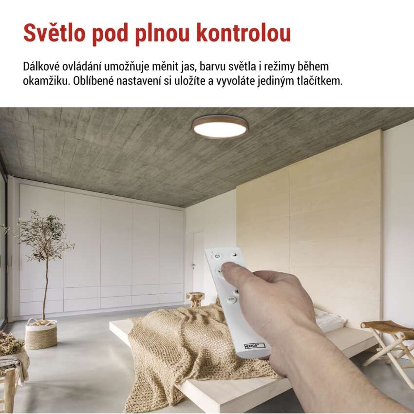 LED přisazené svítidlo ILVI, kruhové 45W, stmívání+CCT, dřevo