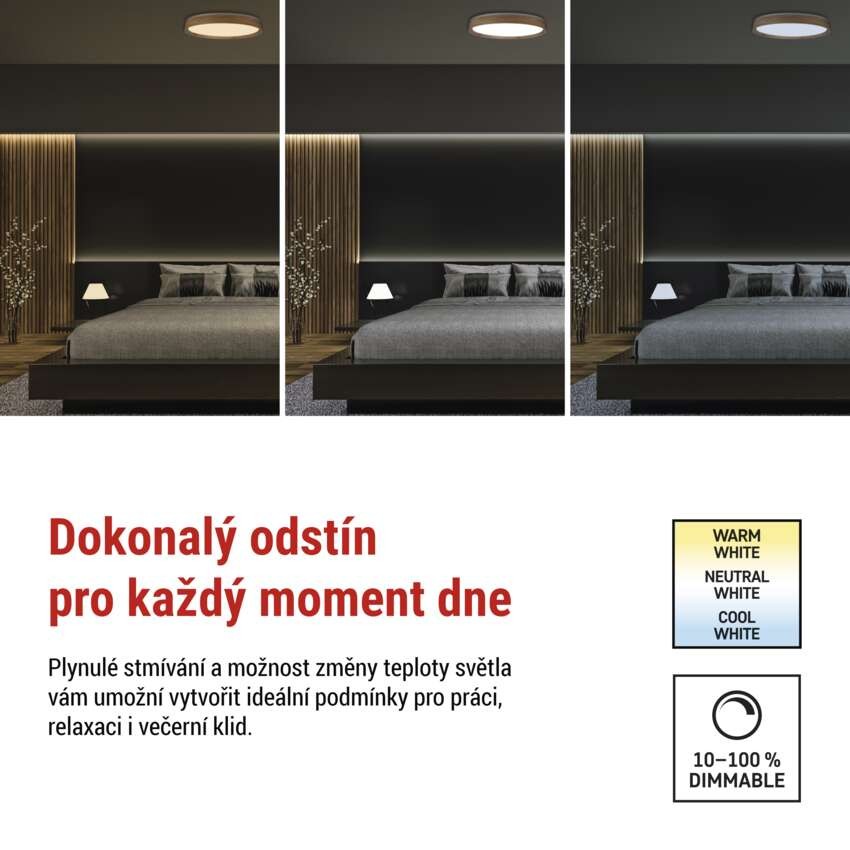 LED přisazené svítidlo ILVI, kruhové 45W, stmívání+CCT, dřevo
