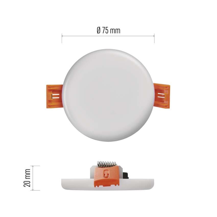 LED Panel 75mm, rund, Einbauleuchte weiss, 6W neut. w., IP65