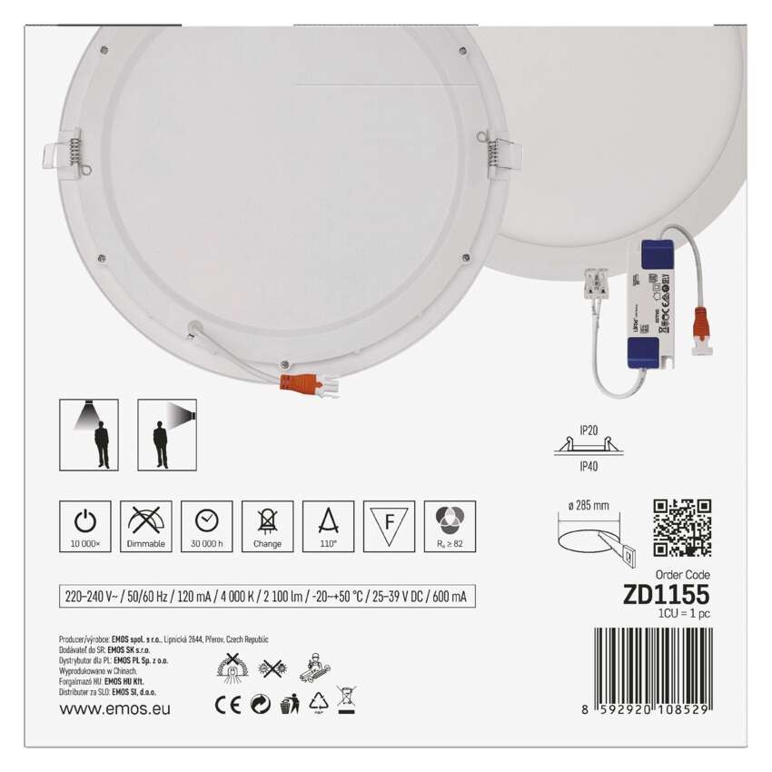 LED-Einbauleuchte NEXXO, rund, weiß, 25W, neutralweiß