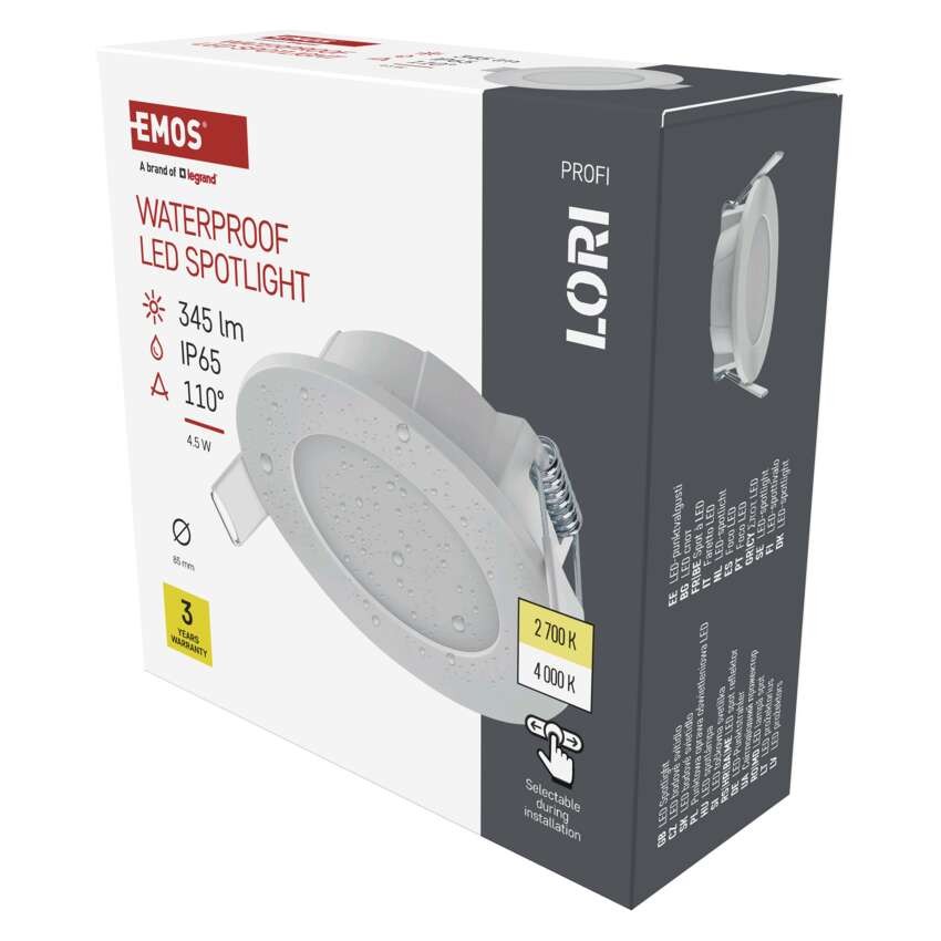 LED reflektor LORI bele barve, okrogel, 4,5W CCT