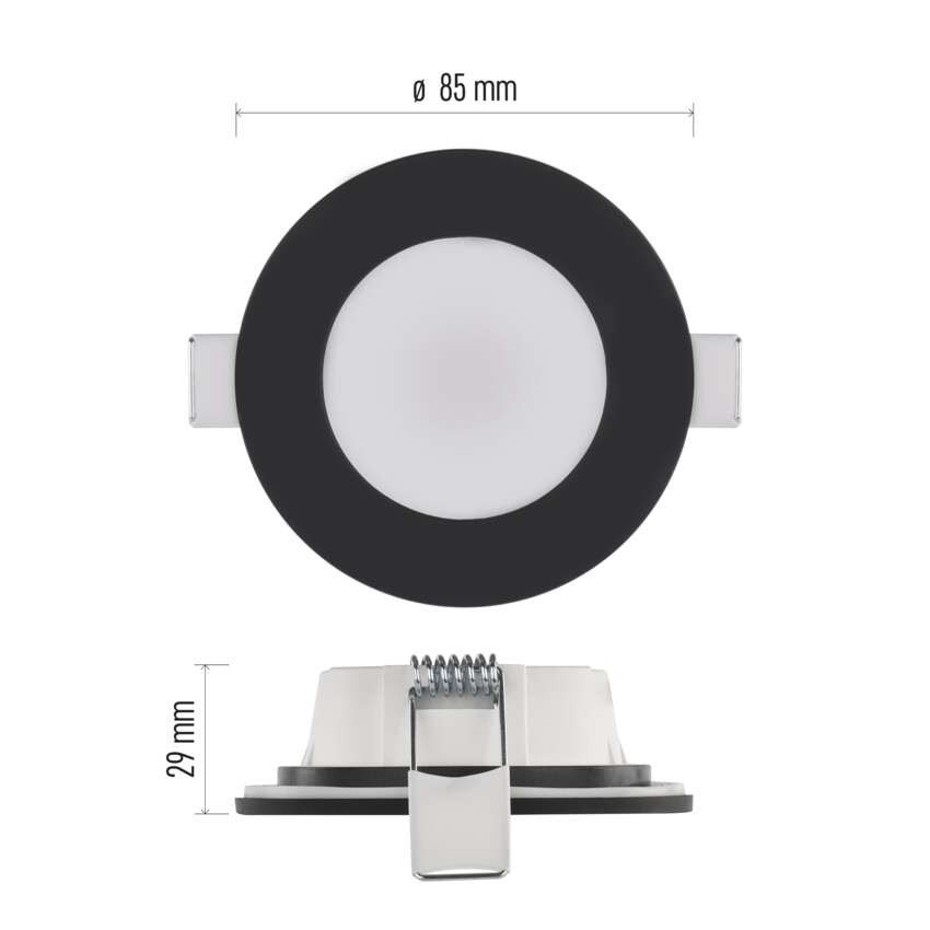 LED reflektor LORI črne barve, okrogel, 4,5W CCT