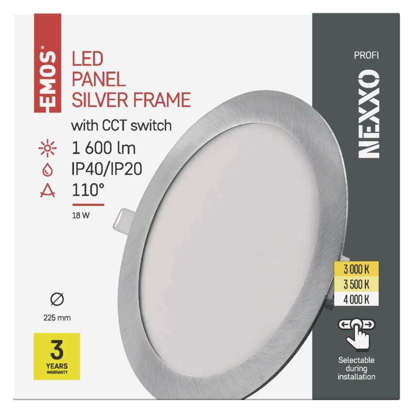 LED-valgusti NEXXO hõbedane, 22,5 cm, 18 W, soe/neutraalne valge