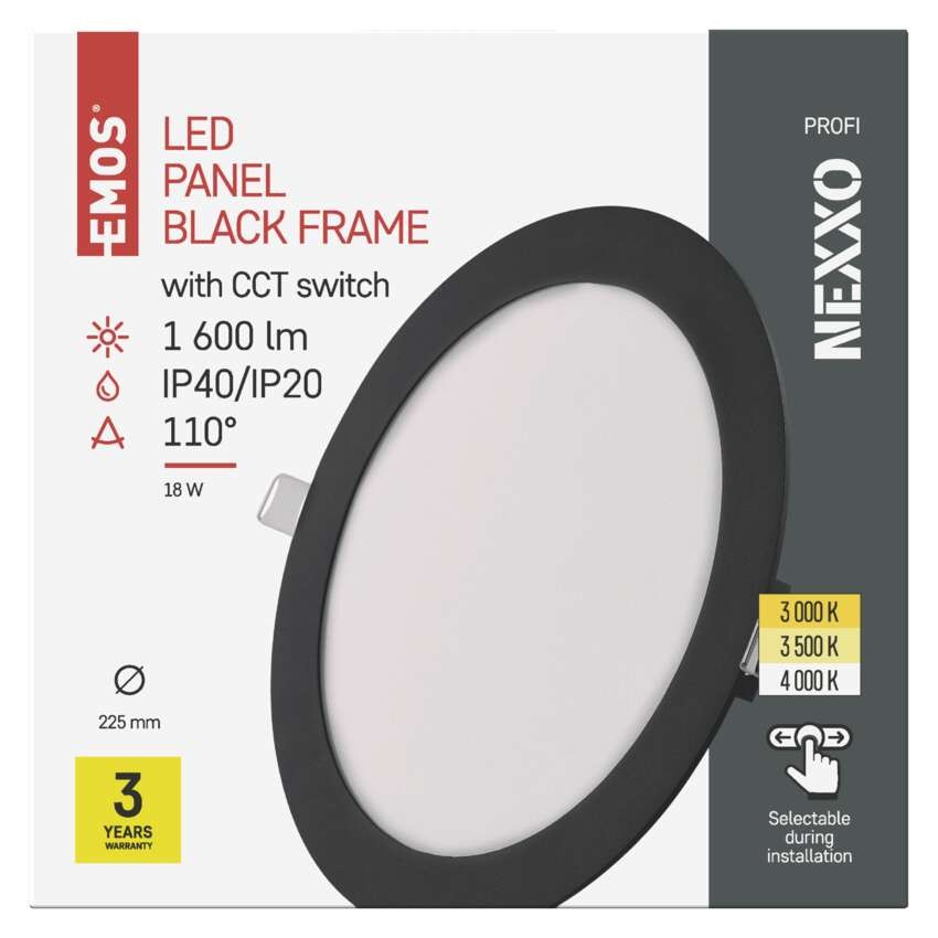 LED podhledové svítidlo NEXXO černé, 22,5 cm, 18 W, teplá/neutrální bílá