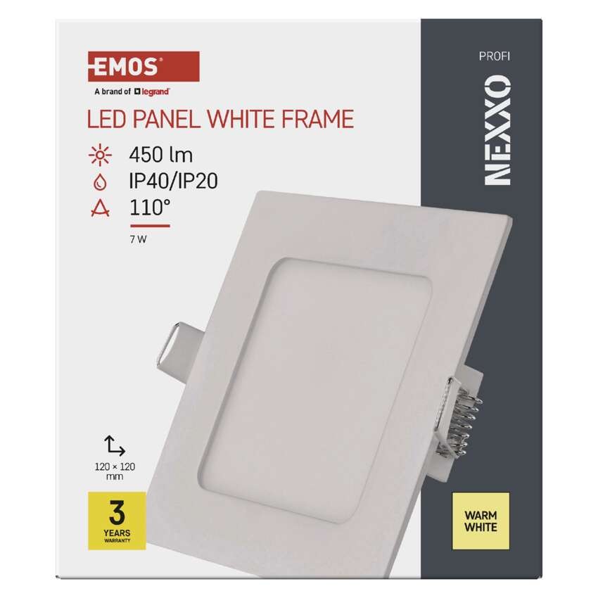 LED-Einbauleuchte NEXXO, quadratisch, weiß, 7W, warmweiß