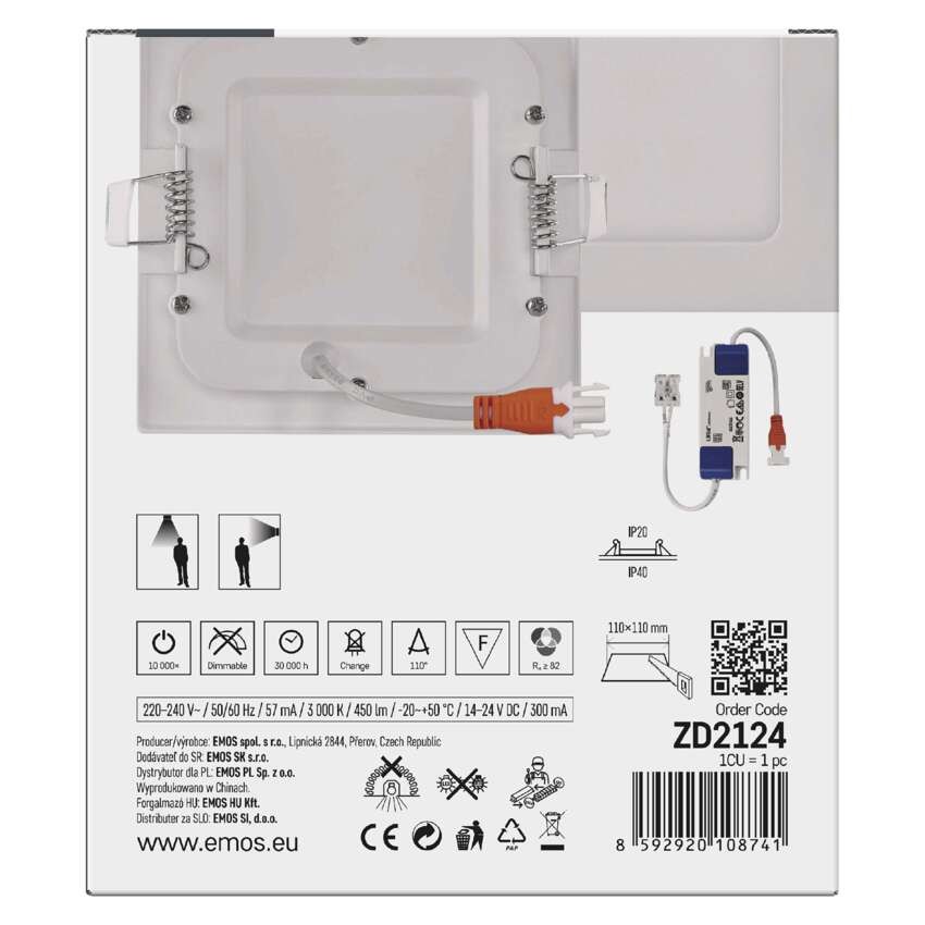 LED-Einbauleuchte NEXXO, quadratisch, weiß, 7W, warmweiß