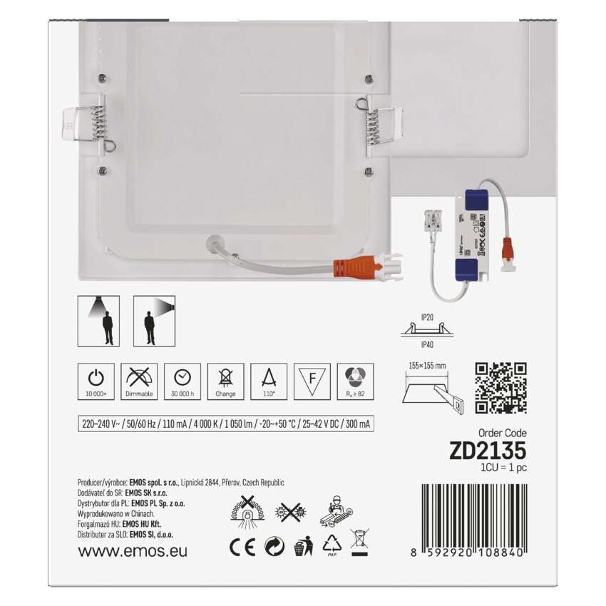 LED podhledové svítidlo NEXXO bílé, 17 x 17 cm, 12,5 W, neutrální bílá