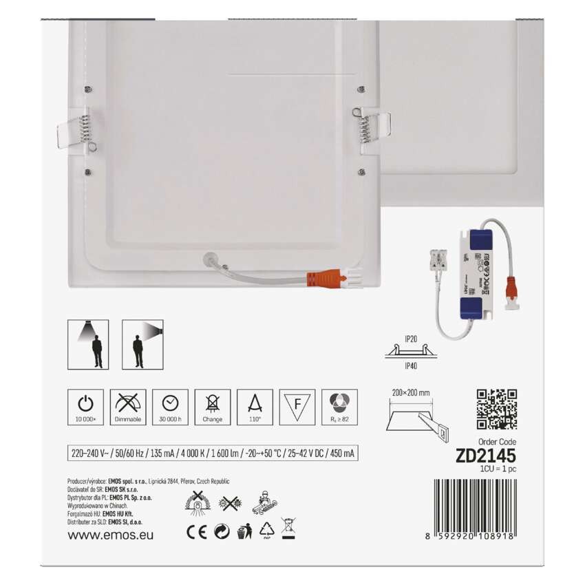 LED-Einbauleuchte NEXXO, quadratisch, weiß, 18W, neutralweiß