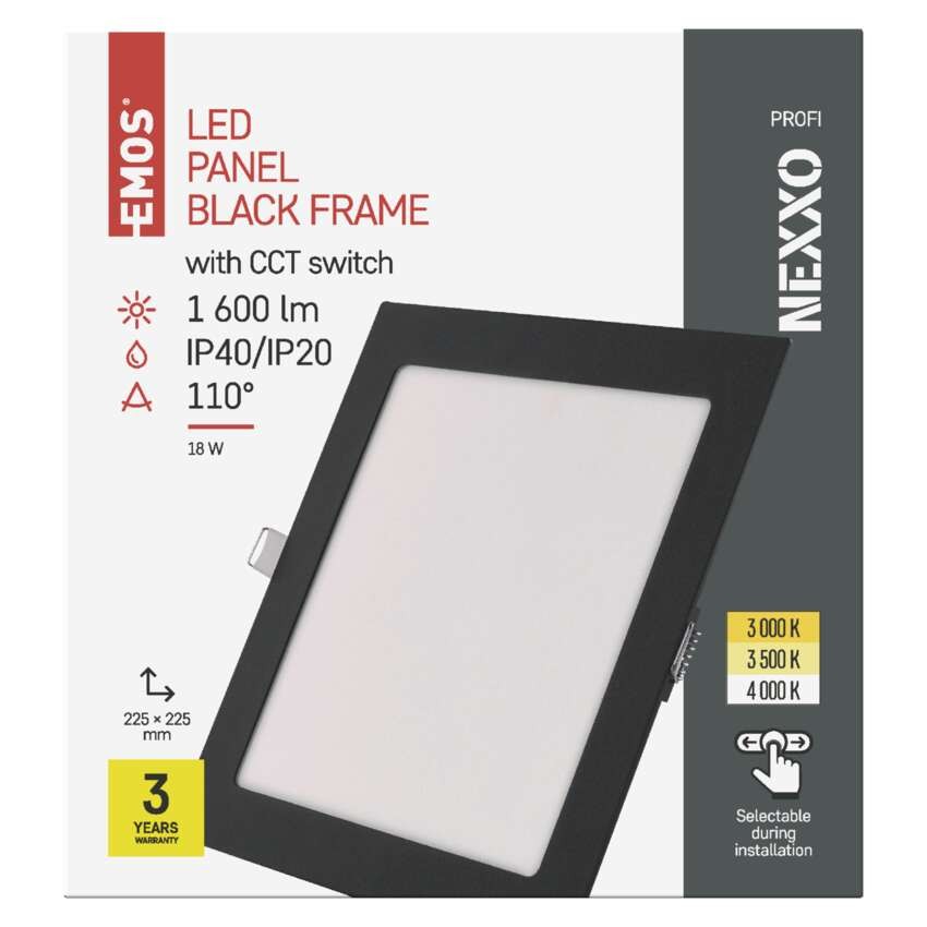 LED podhledové svítidlo NEXXO černé, 22,5 x 22,5 cm, 18 W, teplá/neutrální bílá