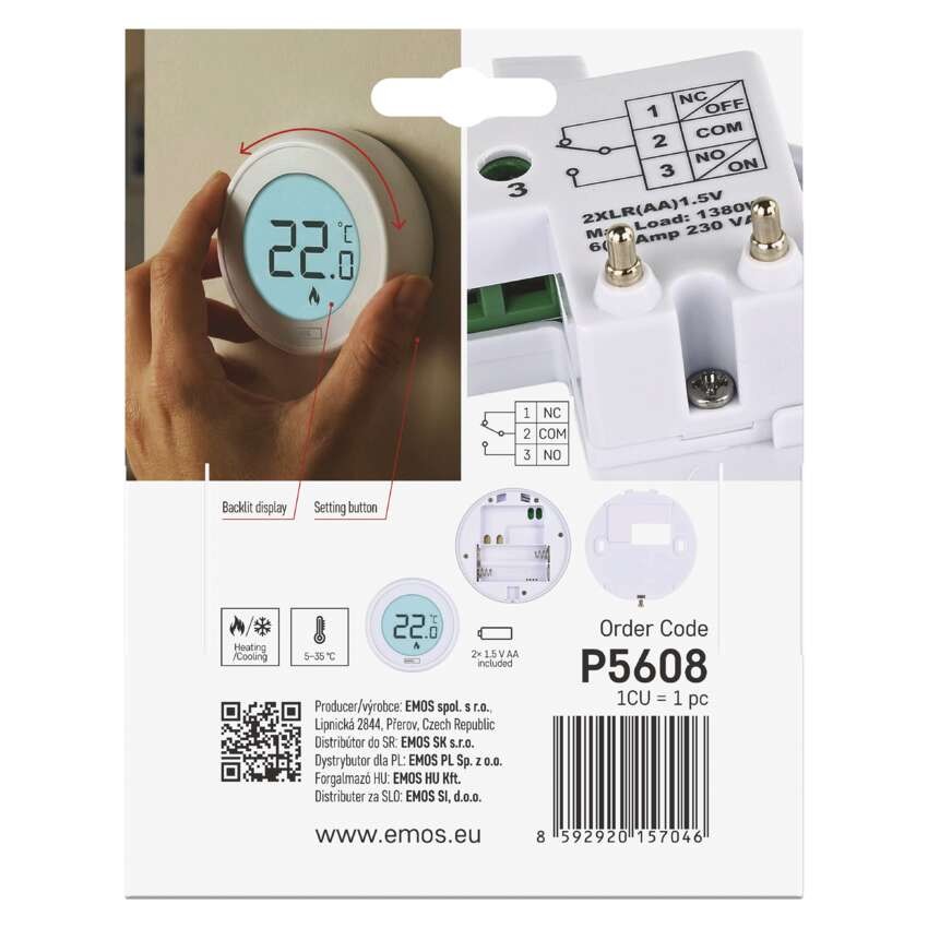 Raumthermostat P5608, manuell, verkabelt