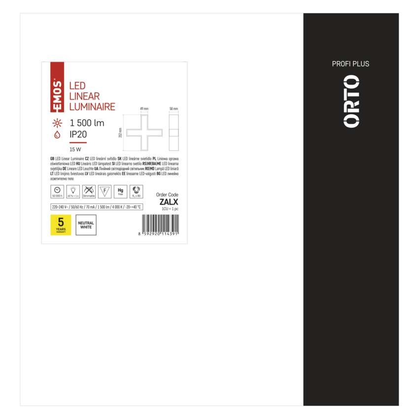 LED lineární svítidlo ORTO 15 W, neutrální bílá