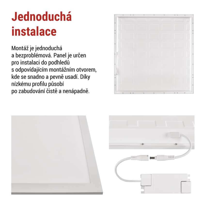 LED panel LUXXO 60 x 60 cm / 32 mm, 22 W, 4 000 lm, vestavný , neutrální bílá, IP21