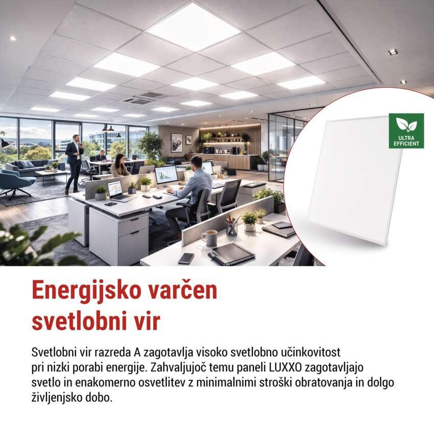 LED panel LUXXO 60 x 60 cm / 32 mm, 22 W, 3 800 lm, vgradni, nevtralno bela, UGR<19, IP21