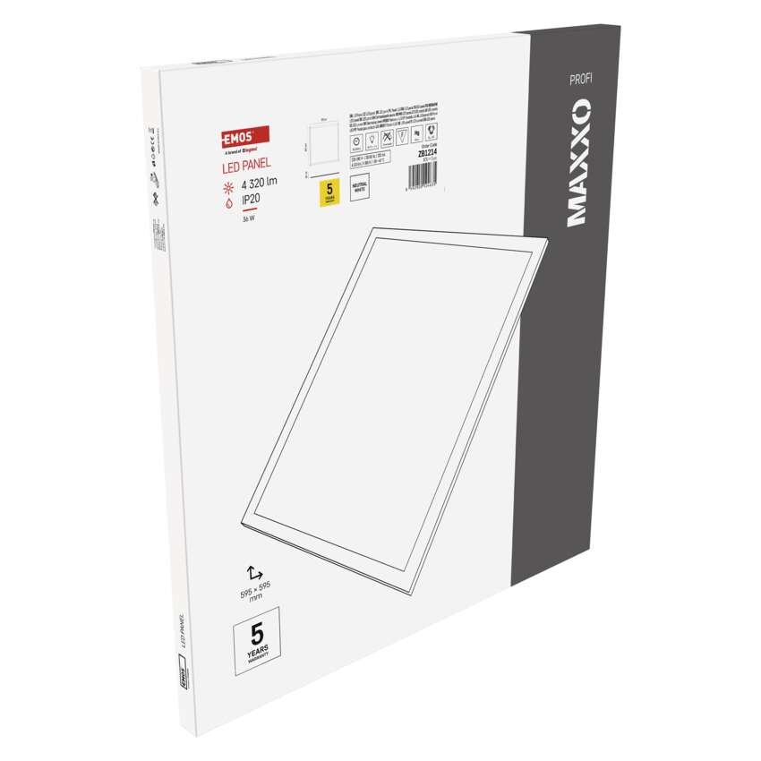 LED panel MAXXO 60 x 60 cm / 10 mm, 36 W, 4,320 lm, vgradni, nevtralno bela, IP21