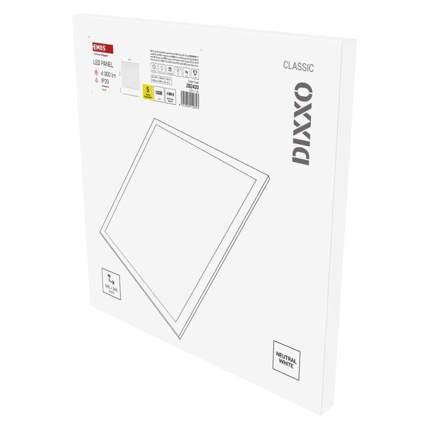 LED panel DIXXO backlit 60×60, kvadratni, vgradni, bel, 36W NW UGR