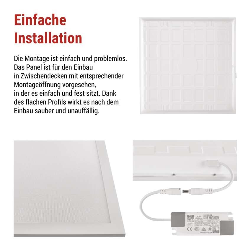 LED Einbauleuchte DIXXO Backlit 60×60, quadr., weiss, 36W neutr.w. UGR