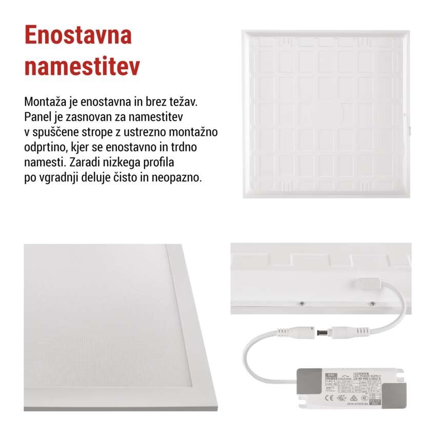 LED panel DIXXO backlit 60×60, kvadratni, vgradni, bel, 36W NW UGR