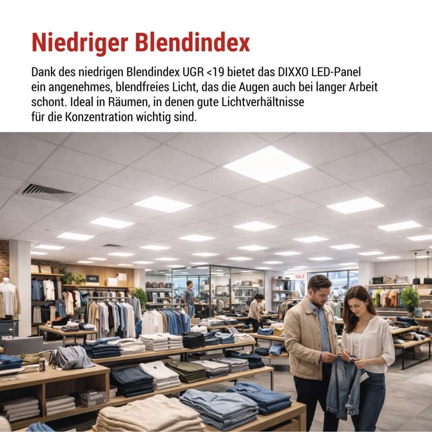 LED Einbauleuchte DIXXO Backlit 60×60, quadr., weiss, 36W neutr.w. UGR
