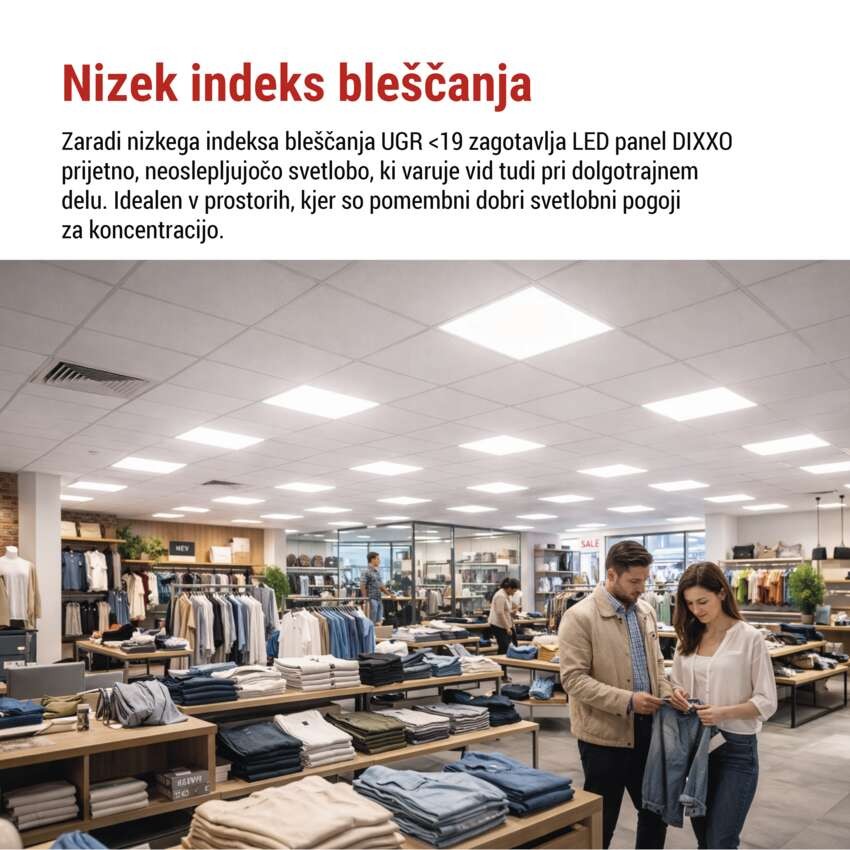 LED panel DIXXO backlit 60×60, kvadratni, vgradni, bel, 36W NW UGR