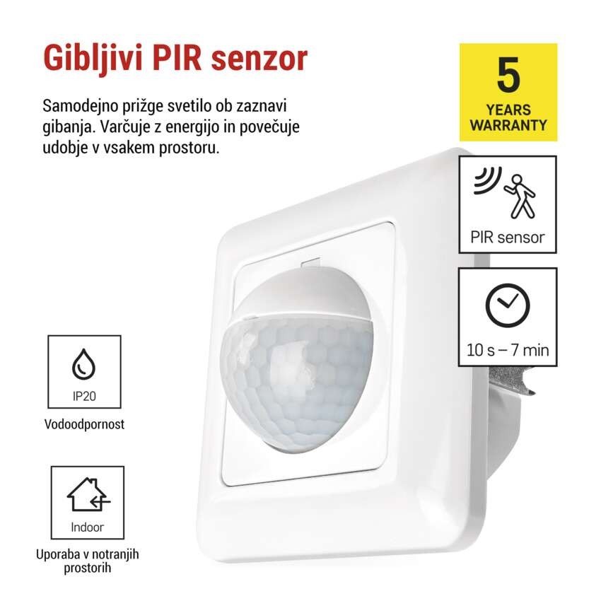 Senzor gibanja IP20 500W, bel