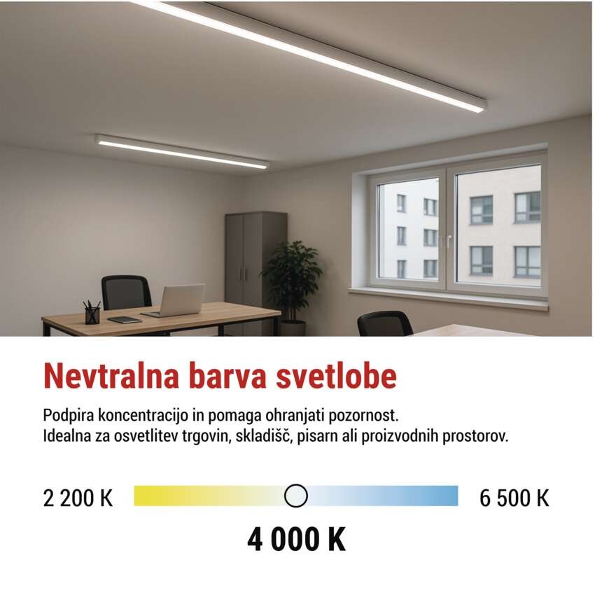LED linearno svetilo PANO 20W, nevtralno bela