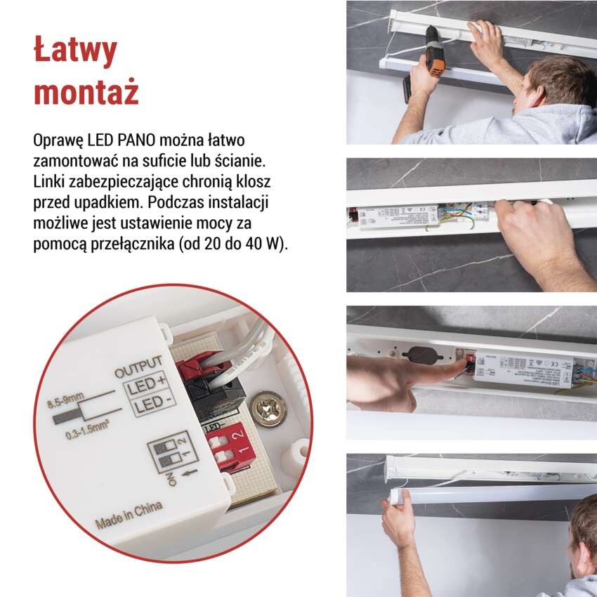 Oprawa liniowa LED PANO 40W, biała neutralna