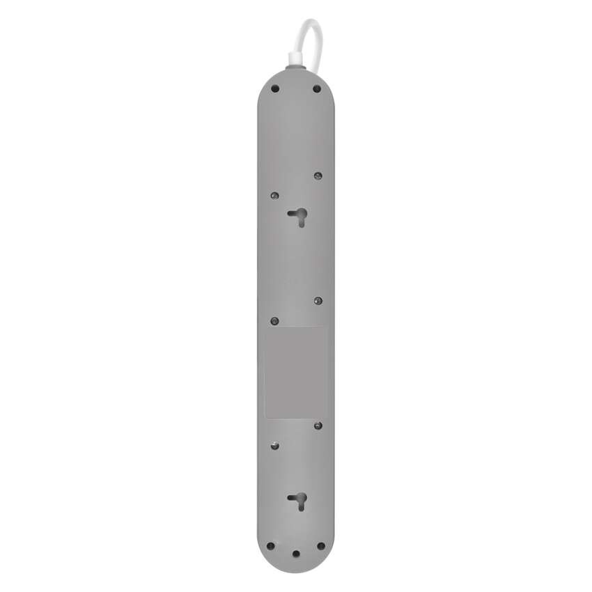 Prodlužovací kabel 3 m / 5 zásuvky / s vypínačem / bílo-šedý / 1×USB-A + 1×USB-C / 1,5 mm2