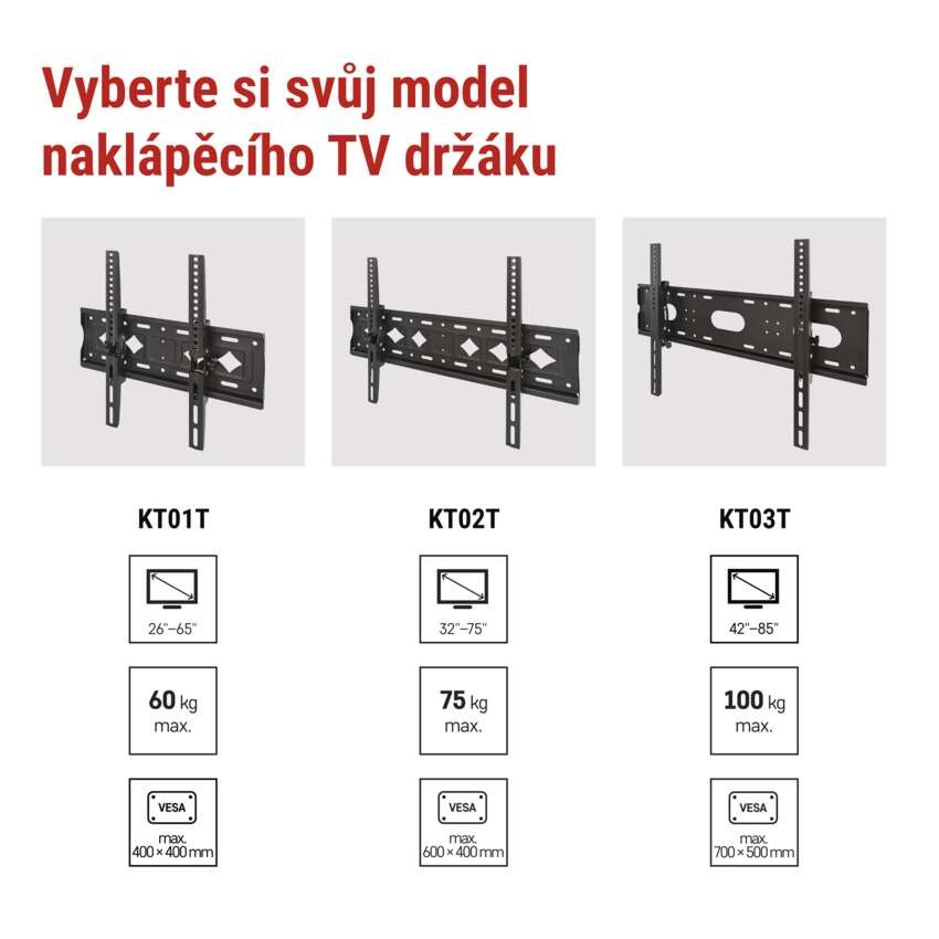 Naklápěcí nástěnný TV držák 32–75" (81–191 cm)