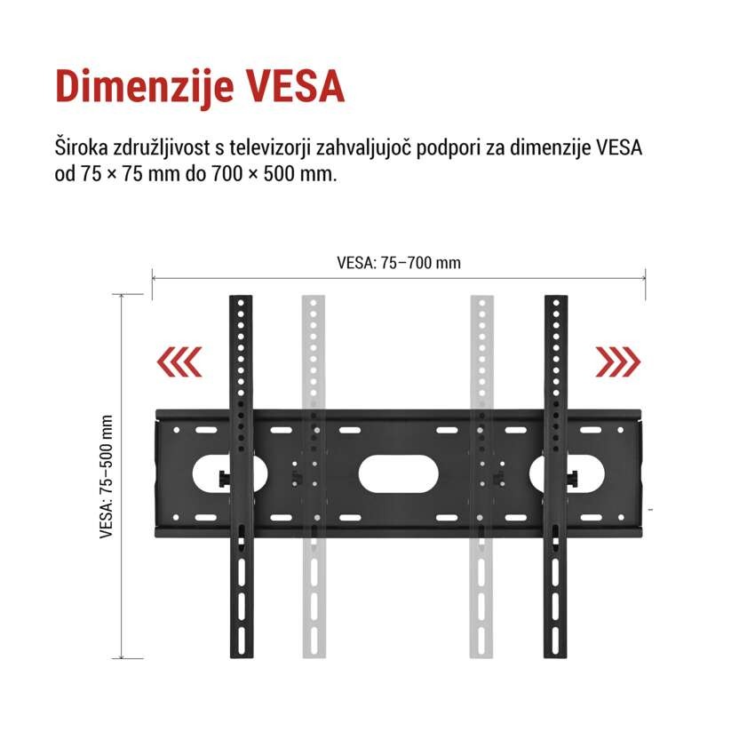 Nagibni stenski TV nosilec 42-85" (107–216 cm)