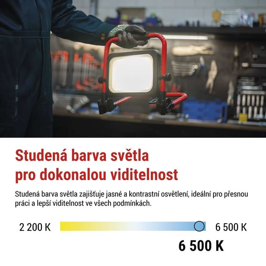 LED reflektor ACCO nabíjecí přenosný, 50W, studená bílá