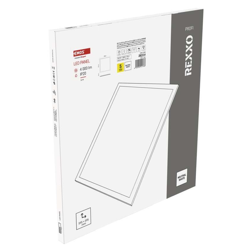 LED panelė REXXO 60 x 60 cm / 24 mm, 36 W, 4 000 lm, įmontuojama, neutraliai balta, IP21