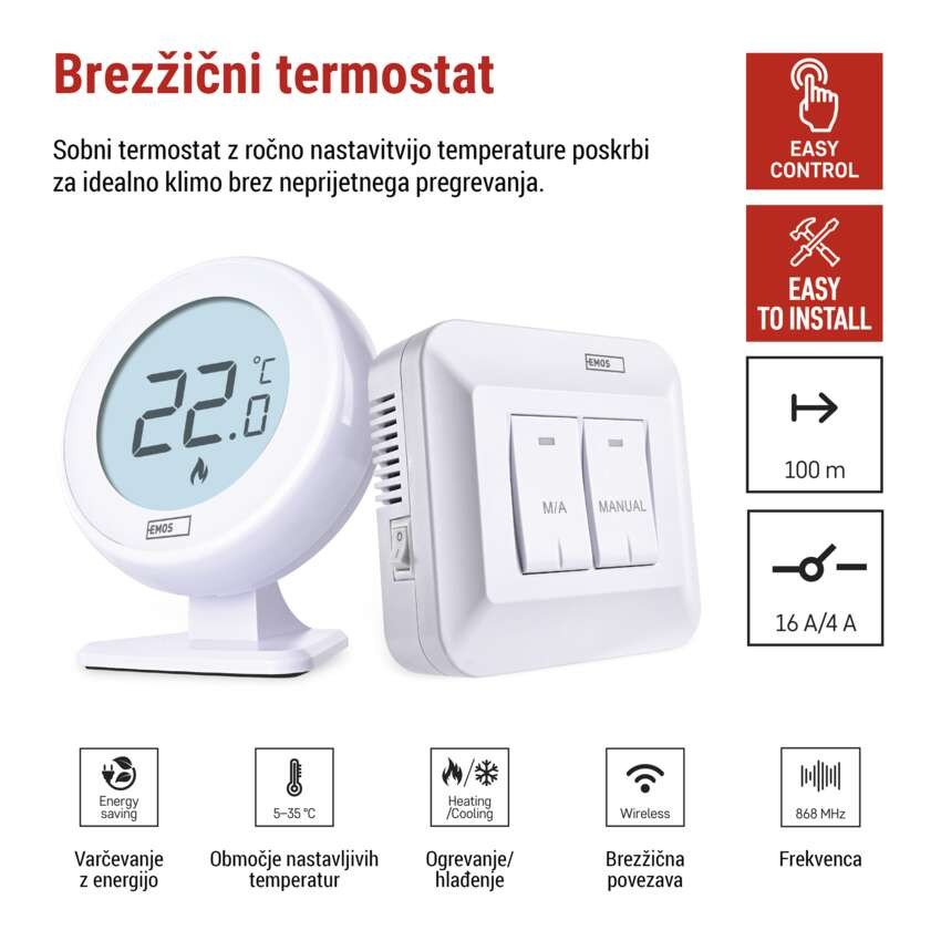 Sobni mehanski brezžični termostat P5618