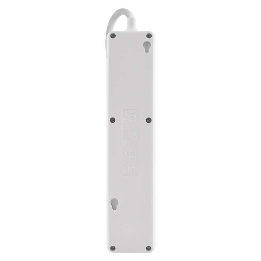 Podaljšek 2 m / 3 vtičnice / s stikalom / beli / 1× USB-A + 1× USB-C / 1,5 mm2