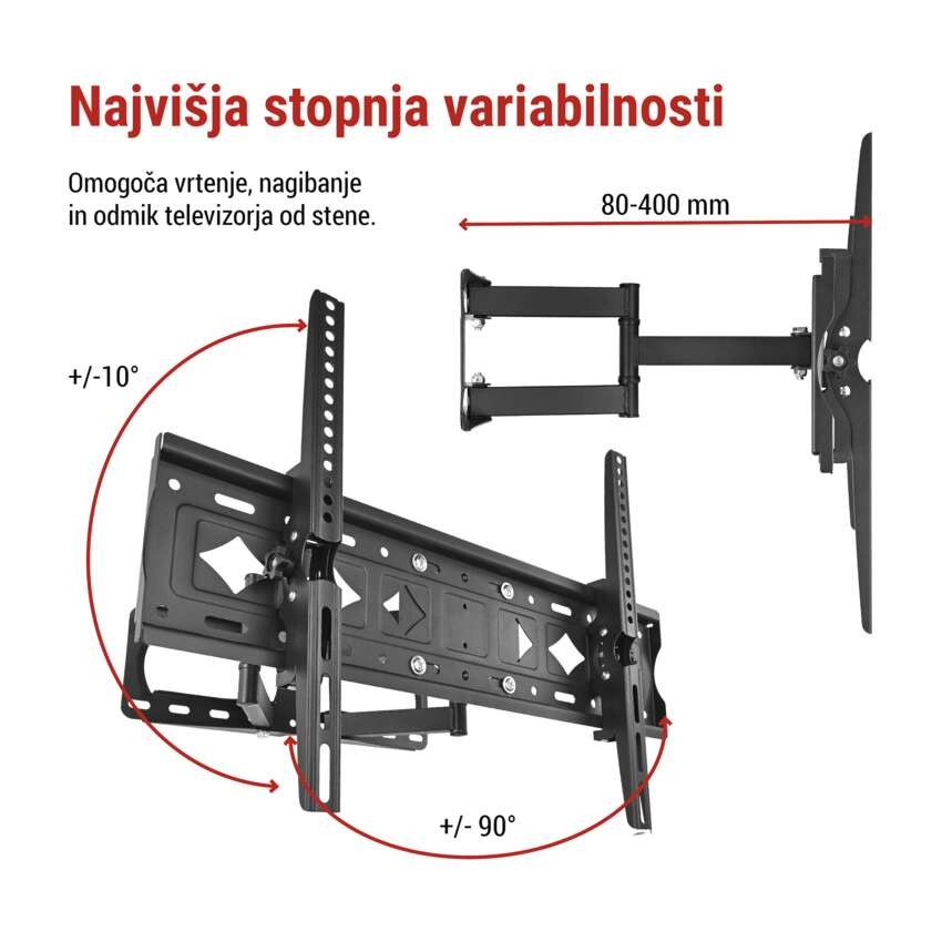 Konzolni stenski TV nosilec 42–85" (107–216 cm)