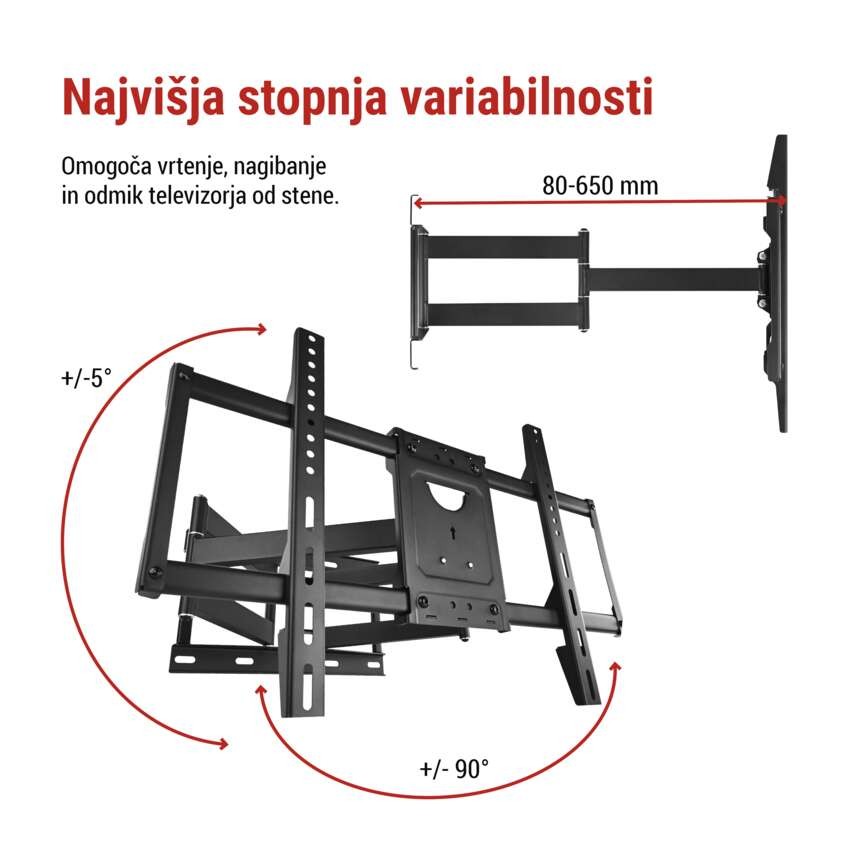 Konzolni stenski TV nosilec 32–98" (81–249 cm)
