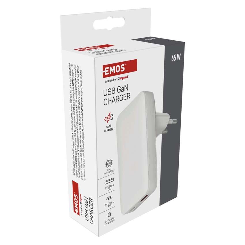 USB toiteadapter GaN PD 65W, AC + kaabel
