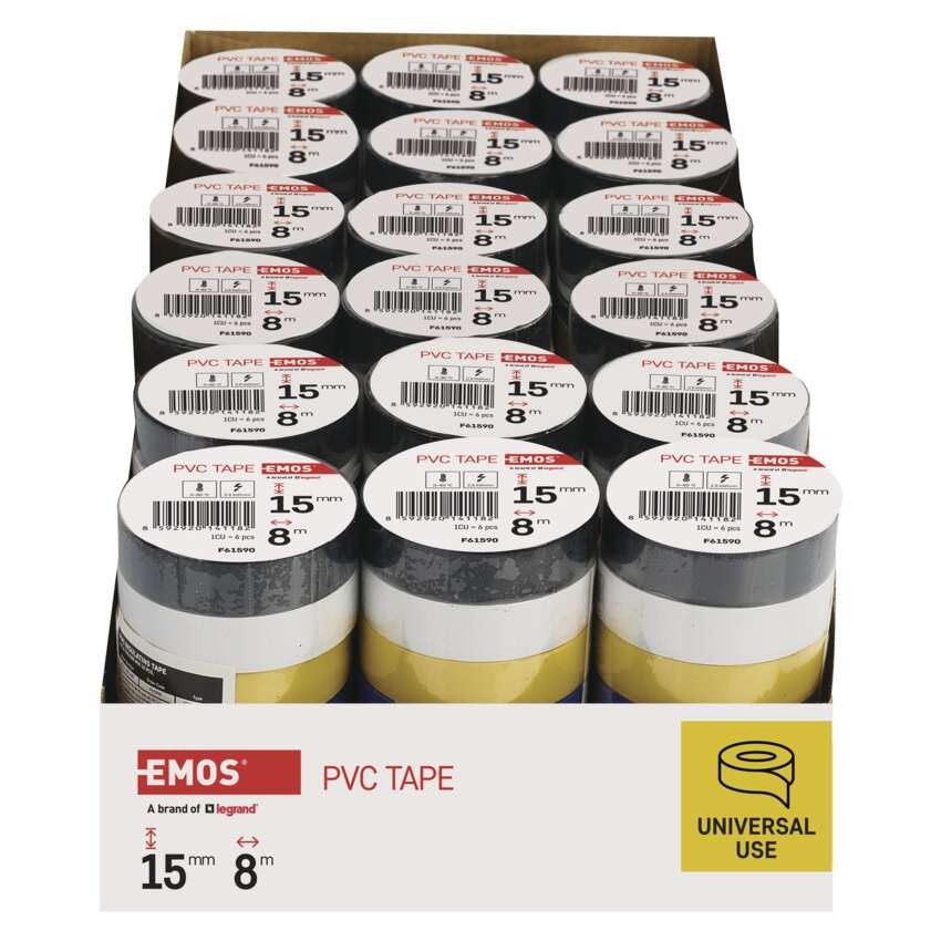 Izolirni trak PVC 15mm/8m komplet 6 MIX barv